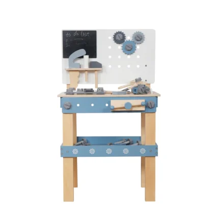 Детска дървена работилница с инструменти синя